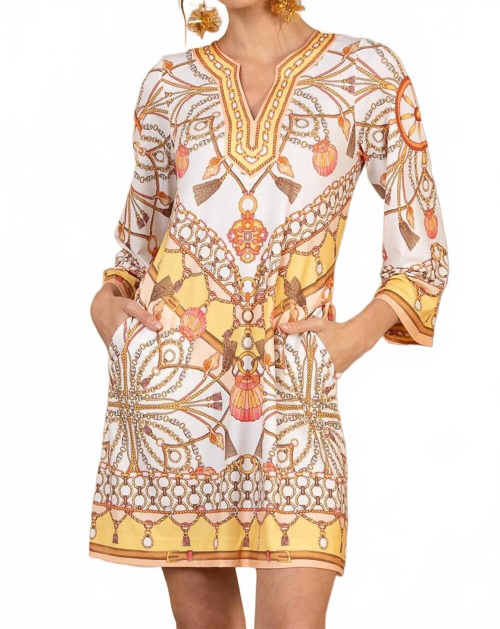 NEW HALE BOB holiday v-neck short dress in gold